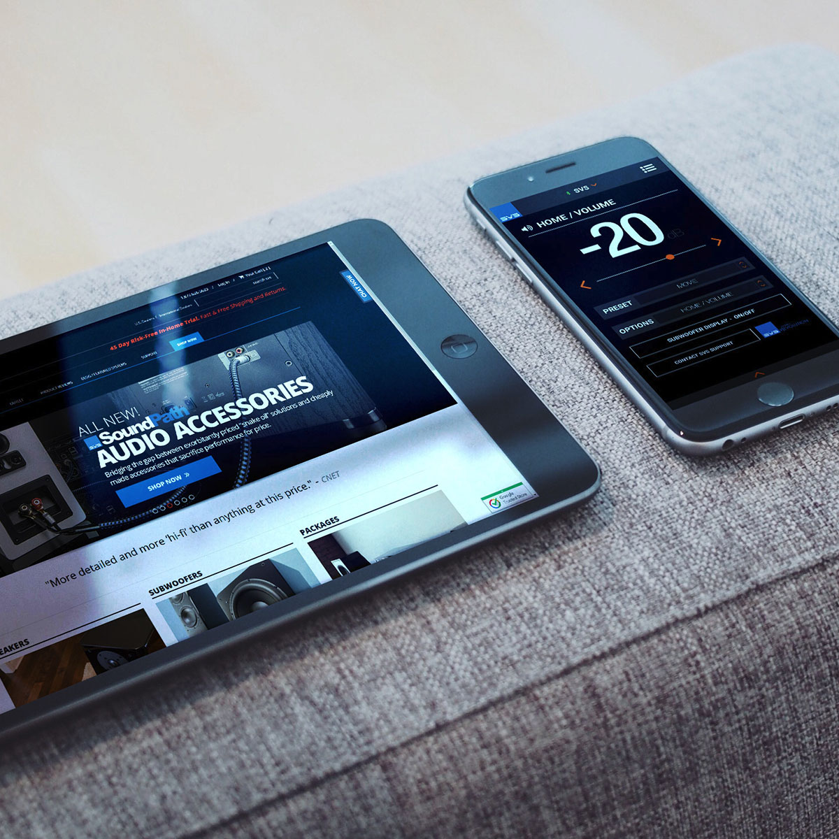 SVS 3000 Micro Subwoofer app on ipad and iphone
