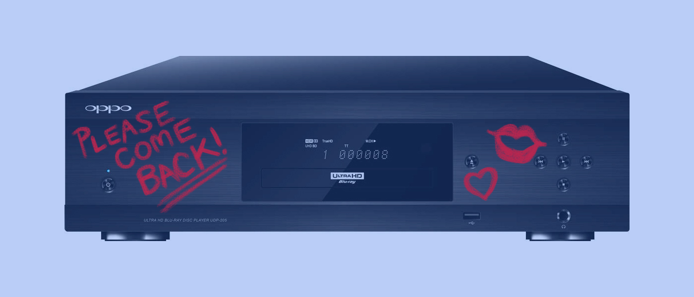 Oppo receiver with blue overlay and what looks like lipstick that says please come back with kisses and hearts 